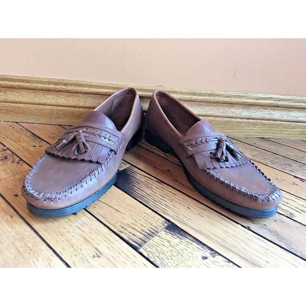 NUNN BUSH‎ Men's Tassel Brown Leather Slip on Loafer Dress Shoes SZ 10M